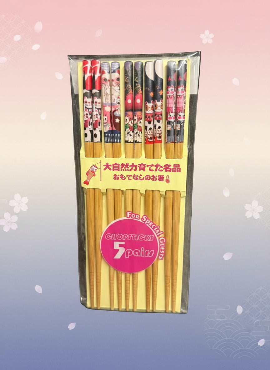 Lot 5 Baguettes peintes modèle Chat