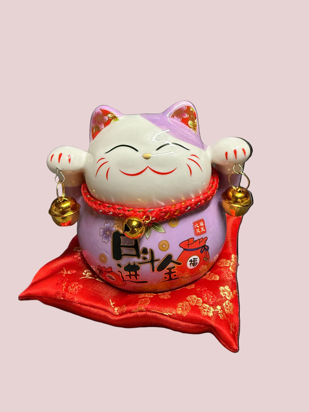 Tirelire Chat de la Fortune Violet/Rose